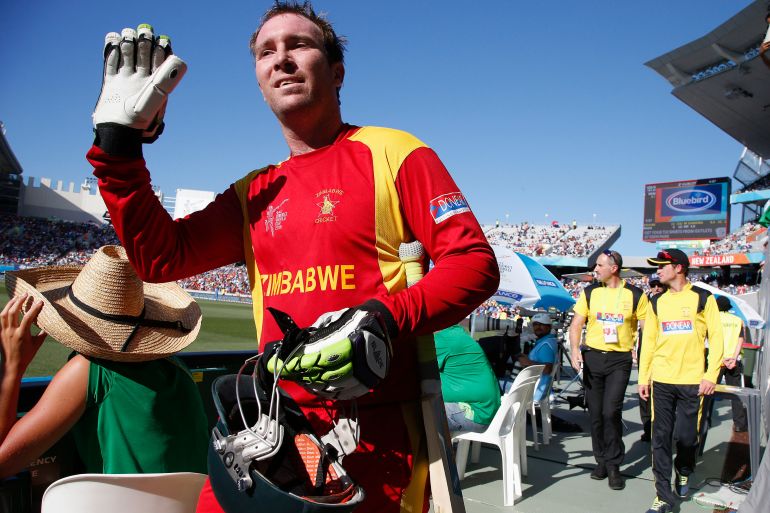 Zimbabwe's Brendan Taylor leaves the field