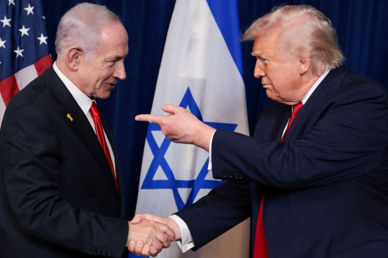 US President Donald Trump and Israeli Prime Minister Benjamin Netanyahu meet at Mar-a-Lago, Trump's resort, in Palm Beach, Florida, on December 29, 2025 [Jonathan Ernst/Reuters]
